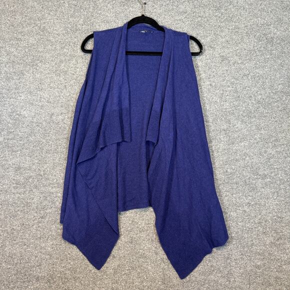 Eileen Fisher Sweater Womens 1X Blue Silk Cotton Sleeveless Cardigan Plus Size - Picture 1 of 10
